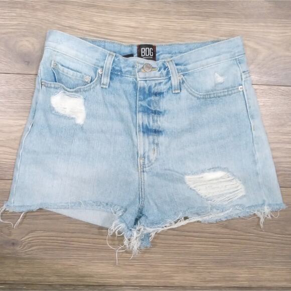 [B10] BDG Girlfriend High Rise Cutoffs Distressed Denim - Picture 2 of 5